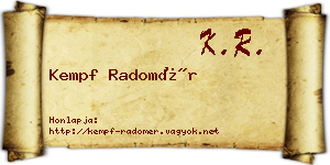 Kempf Radomér névjegykártya